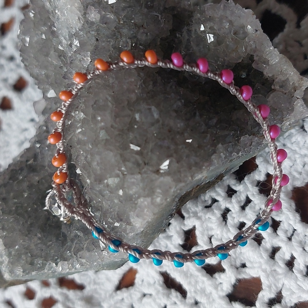 Handcrafted Bead Crochet Bracelet in Color Block